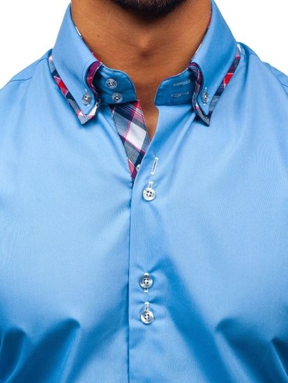 Men's Elegant Long Sleeve Shirt Sky Blue Bolf 2712