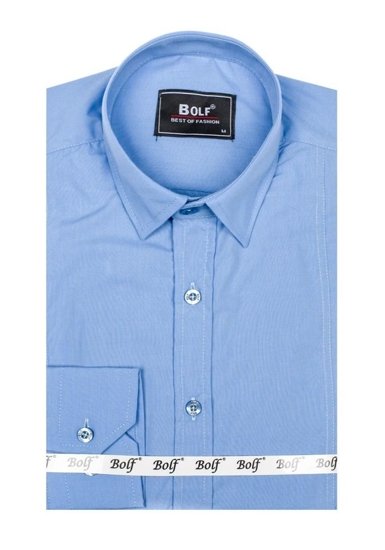 Men's Elegant Long Sleeve Shirt Sky Blue Bolf 6944