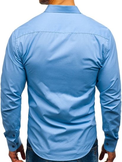 Men's Elegant Long Sleeve Shirt Sky Blue Bolf 8822