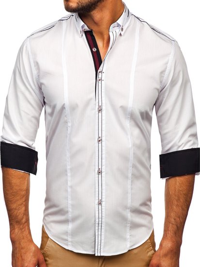 Men's Elegant Long Sleeve Shirt White Bolf 4707