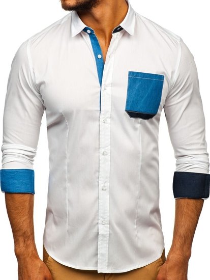 Men's Elegant Long Sleeve Shirt White Bolf 7192