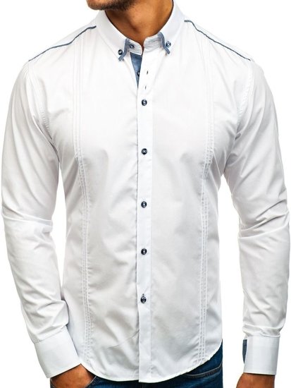 Men's Elegant Long Sleeve Shirt White Bolf 8821