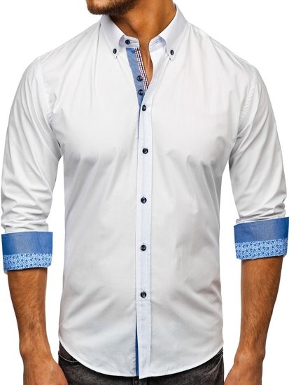 Men's Elegant Long Sleeve Shirt White Bolf 8838-1