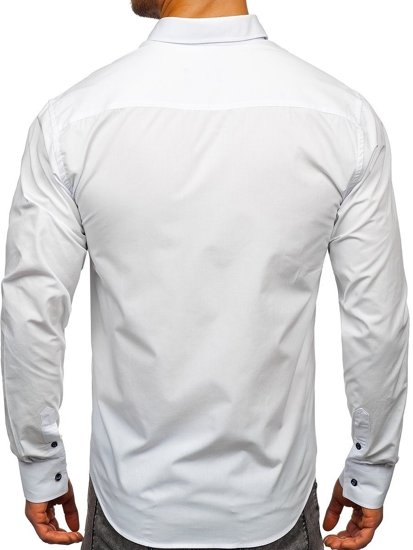 Men's Elegant Long Sleeve Shirt White Bolf 8838-1