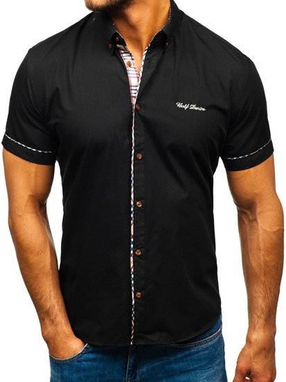 Men’s Elegant Short Sleeve Shirt Black Bolf 5509-1