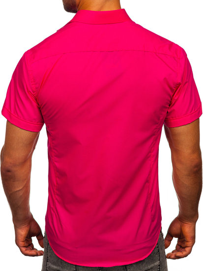 Men's Elegant Short Sleeve Shirt Fuchsia Bolf 7501