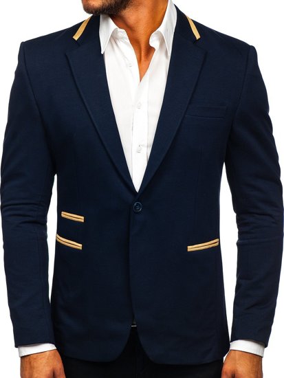 Men's Elegant Suit Jacket Navy Blue Bolf 9400-1