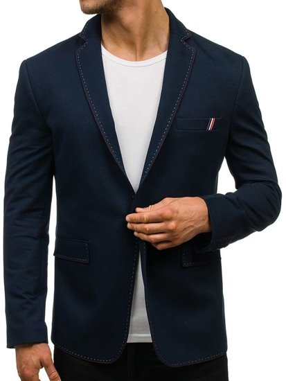 Men's Elegant Suit Jacket Navy Blue Bolf RBR002