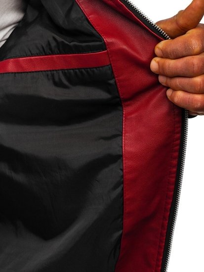 Men's Leather Bomber Jacket Red Bolf 1147