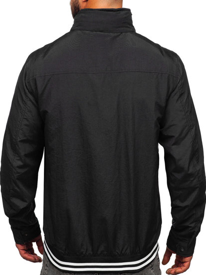 Men's Lightweight Jacket with hidden Hood Black Bolf 5M3101