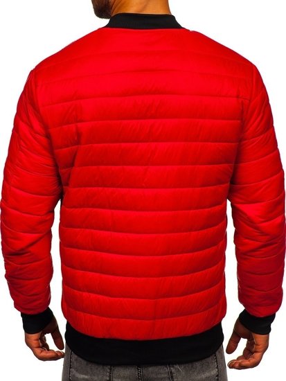 Men's Lightweight Quilted Bomber Jacket Red Bolf MY-02A