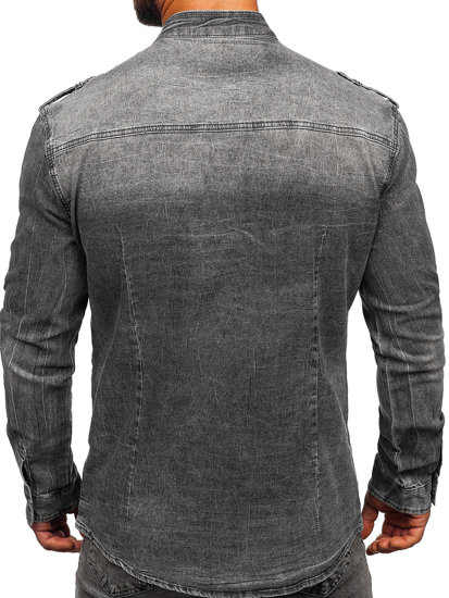 Men's Long Sleeve Denim Shirt Graphite Bolf MC713G