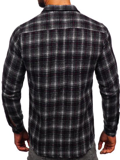 Men's Long Sleeve Flannel Shirt Graphite Bolf 20731-2