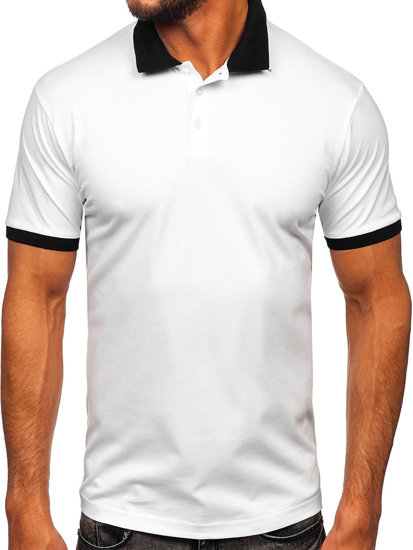 Men's Polo shirt White-Black Bolf 0003