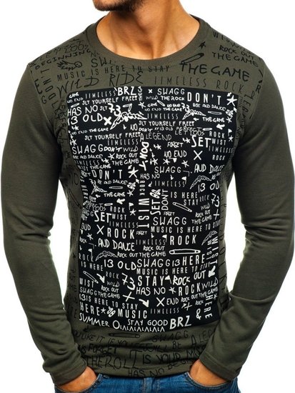 Men's Printed Sweatshirt Khaki Bolf 9082