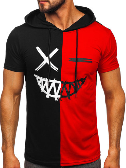 Men's Printed T-shirt with Hood Black-Red Bolf 8T981