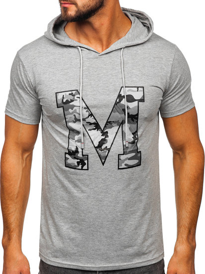 Men's Printed T-shirt with Hood Grey Bolf 8T965