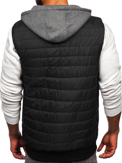 Men's Quilted Gilet with Hood Black Bolf 8M983