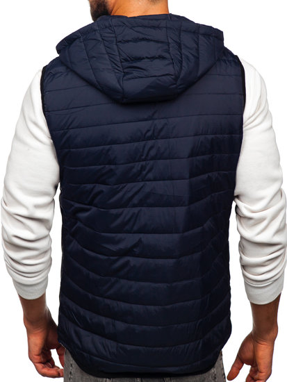 Men's Quilted Gilet with Hood Navy Blue Bolf 7157