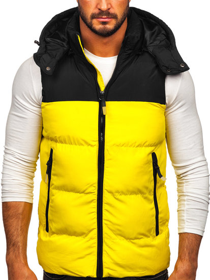 Men's Quilted Hooded Gilet Yellow Bolf 1189