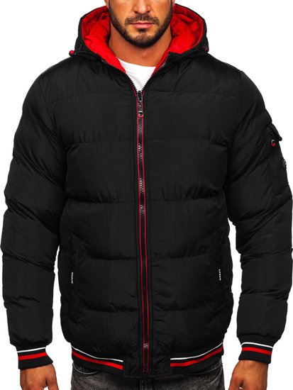 Men's Quilted Reversible Winter Jacket Black-Red Bolf 7410
