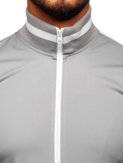 Men's Retro Style Zip Stand Up Sweatshirt Grey Bolf 2126