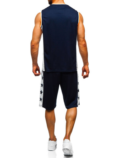 Men's Set T-shirt + Shorts Navy Blue Bolf C10171