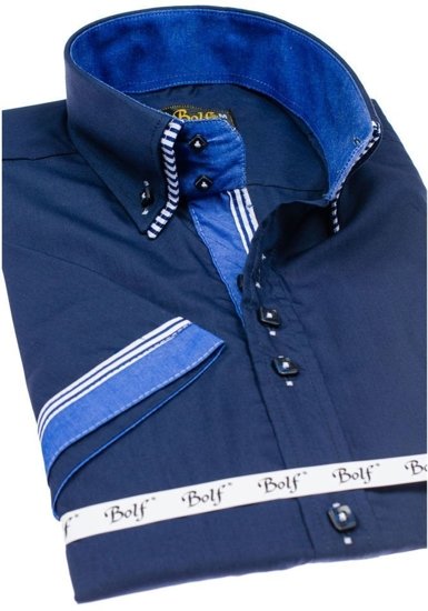 Men's Short Sleeve Shirt Navy Blue Bolf 2911