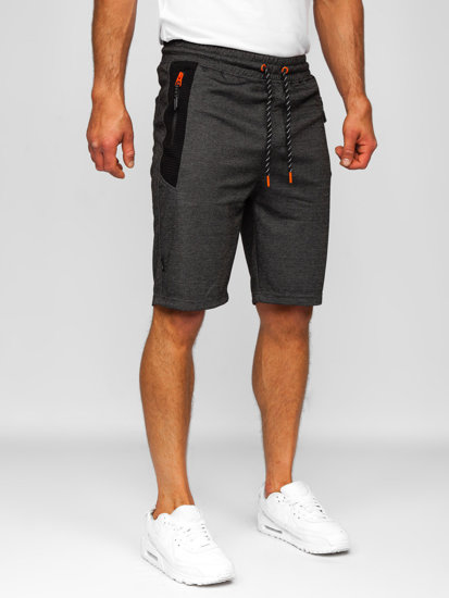 Men's Sweat Shorts Black-Orange Bolf Q3874