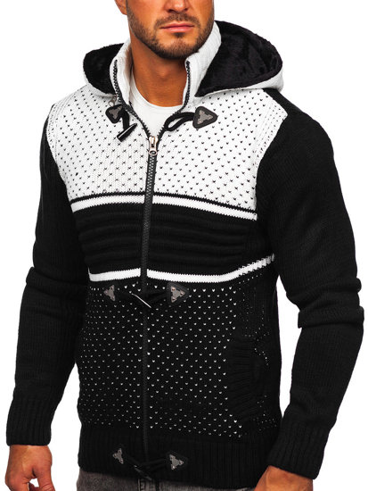 Men's Thick Zip Hooded Sweater Black Bolf 2047