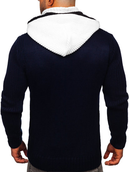 Men's Thick Zip Hooded Sweater Navy Blue Bolf 2047