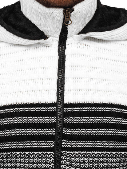 Men's Thick Zip Sweater with Hood White Bolf 2048
