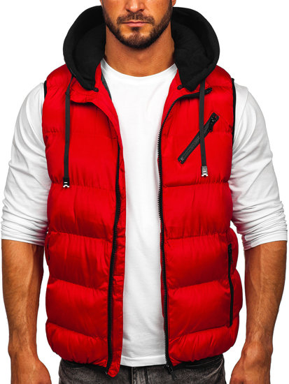 Men's Warm Quilted Gilet with Hood Red Bolf 7126