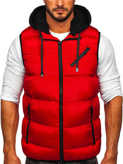 Men's Warm Quilted Gilet with Hood Red Bolf 7126