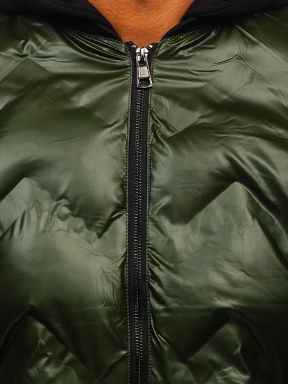 Men's Winter Bomber Hooded Jacket Green Bolf 6590
