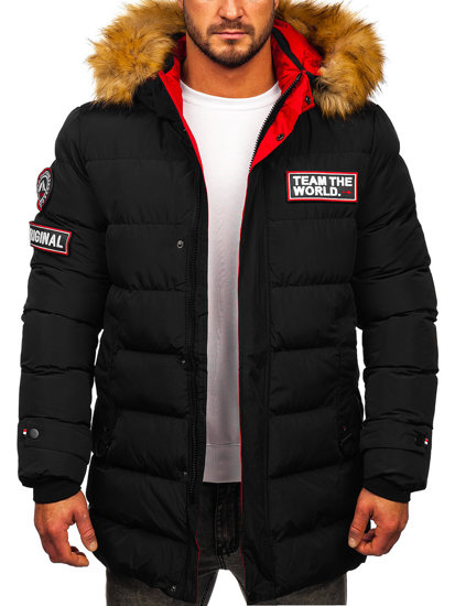 Men's Winter Longline Quilted Jacket Black Bolf 6476