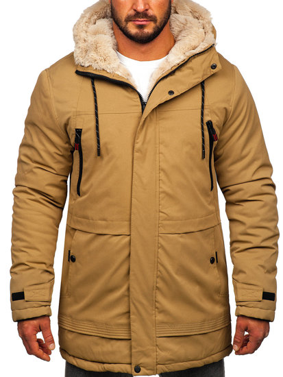 Men's Winter Parka Jacket Beige Bolf 22M51