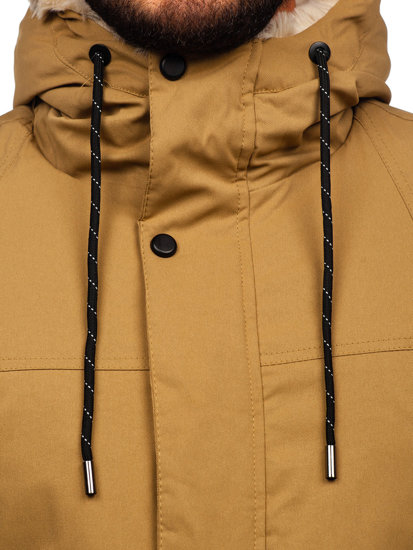 Men's Winter Parka Jacket Beige Bolf 22M51