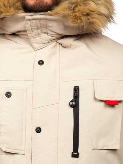 Men's Winter Parka Jacket Beige Bolf 5M791