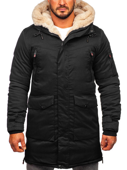 Men's Winter Parka Jacket Black Bolf 22M50