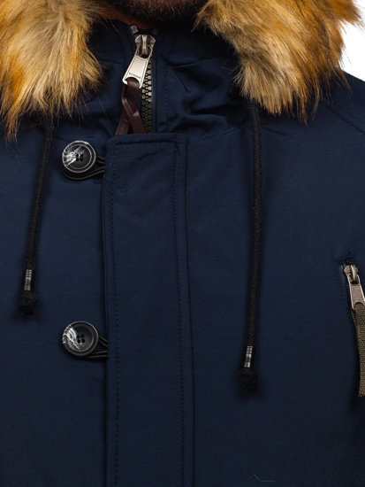 Men's Winter Parka Jacket Navy Blue Bolf 1795 