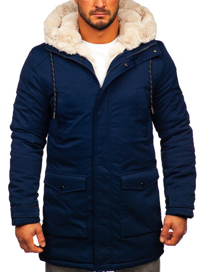 Men's Winter Parka Jacket Navy Blue Bolf M120