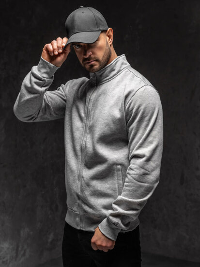Men's Zip Stand Up Sweatshirt Grey Bolf B002