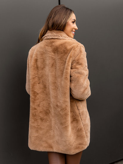 Women's Faux Sheepskin Coat Camel Bolf 21131