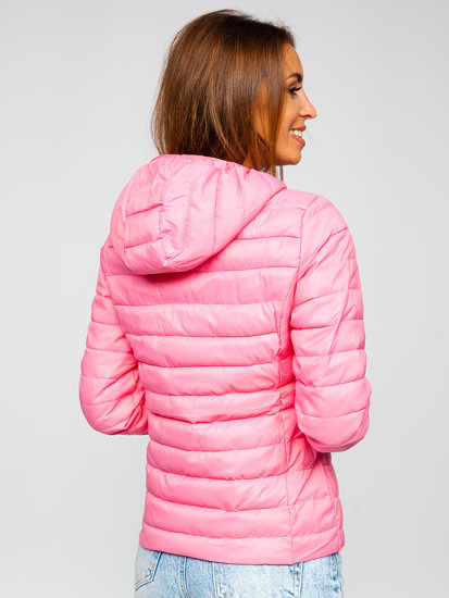 Women's Lightweight Quilted Jacket with hood Pink Bolf 20313