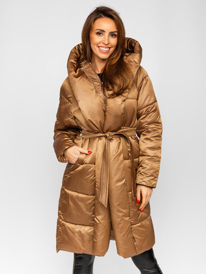 Women's Long Winter Hooded Jacket Camel Bolf MY0363A