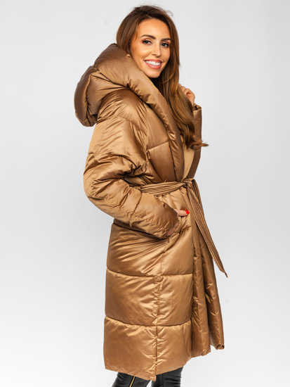 Women's Long Winter Hooded Jacket Camel Bolf MY0363A