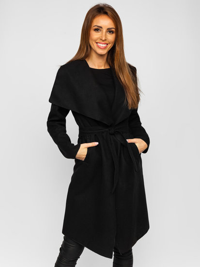 Women's Longline Coat Black Bolf 5079