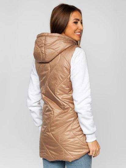Women's Longline Quilted Gilet Brown Bolf B0129