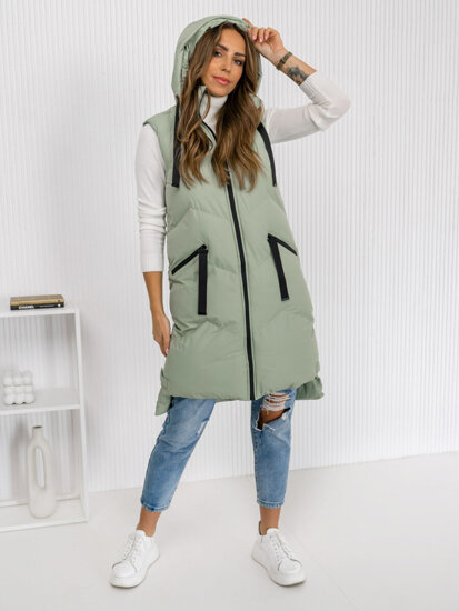 Women's Longline Quilted Gilet Green Bolf 5M788